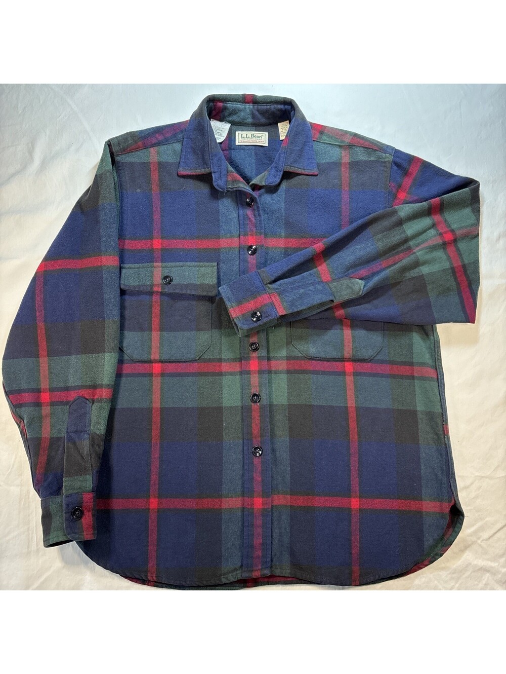 LL Bean Vintage Plaid Chamois Cloth made in USA Size S
